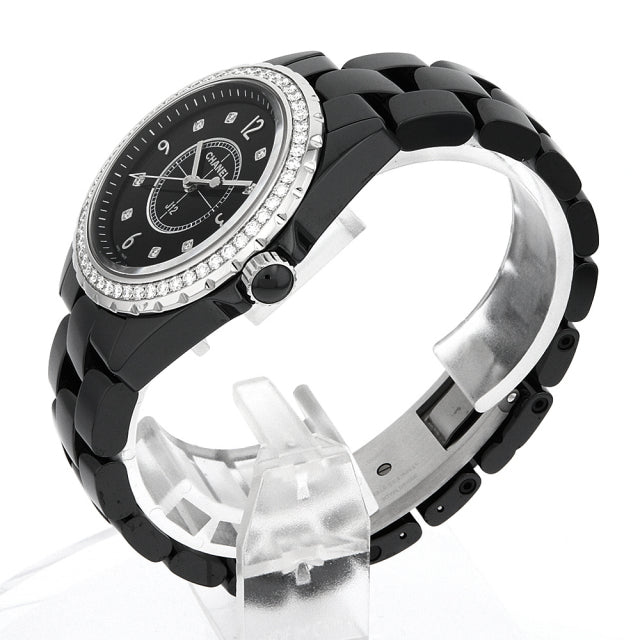Shop Authentic Chanel J12 Diamonds Ceramic Black Dial Black Steel Strap Watch for Women - J12 H3108 - Luxxuri