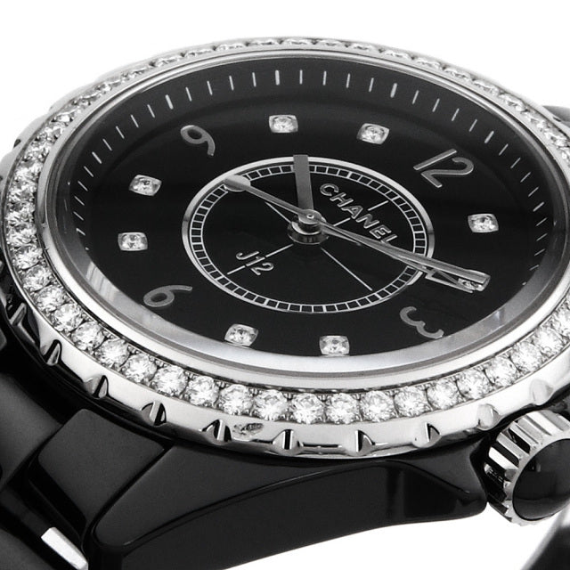 Shop Authentic Chanel J12 Diamonds Ceramic Black Dial Black Steel Strap Watch for Women - J12 H3108 - Luxxuri