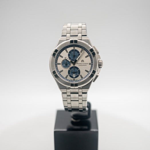 Maurice Lacroix Aikon Chronograph Silver Dial Silver Steel Strap Watch for Men - AI1018-SS002-131-1