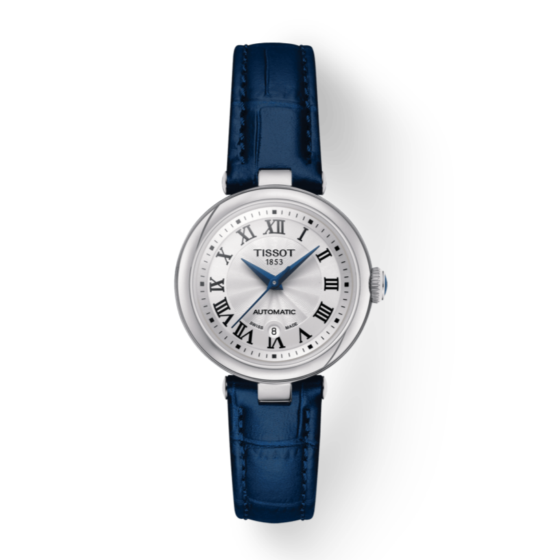 Shop Authentic Tissot Bellissima Automatic Silver Dial Blue Leather Strap Watch For Women - T126.207.16.013.00 - Luxxuri