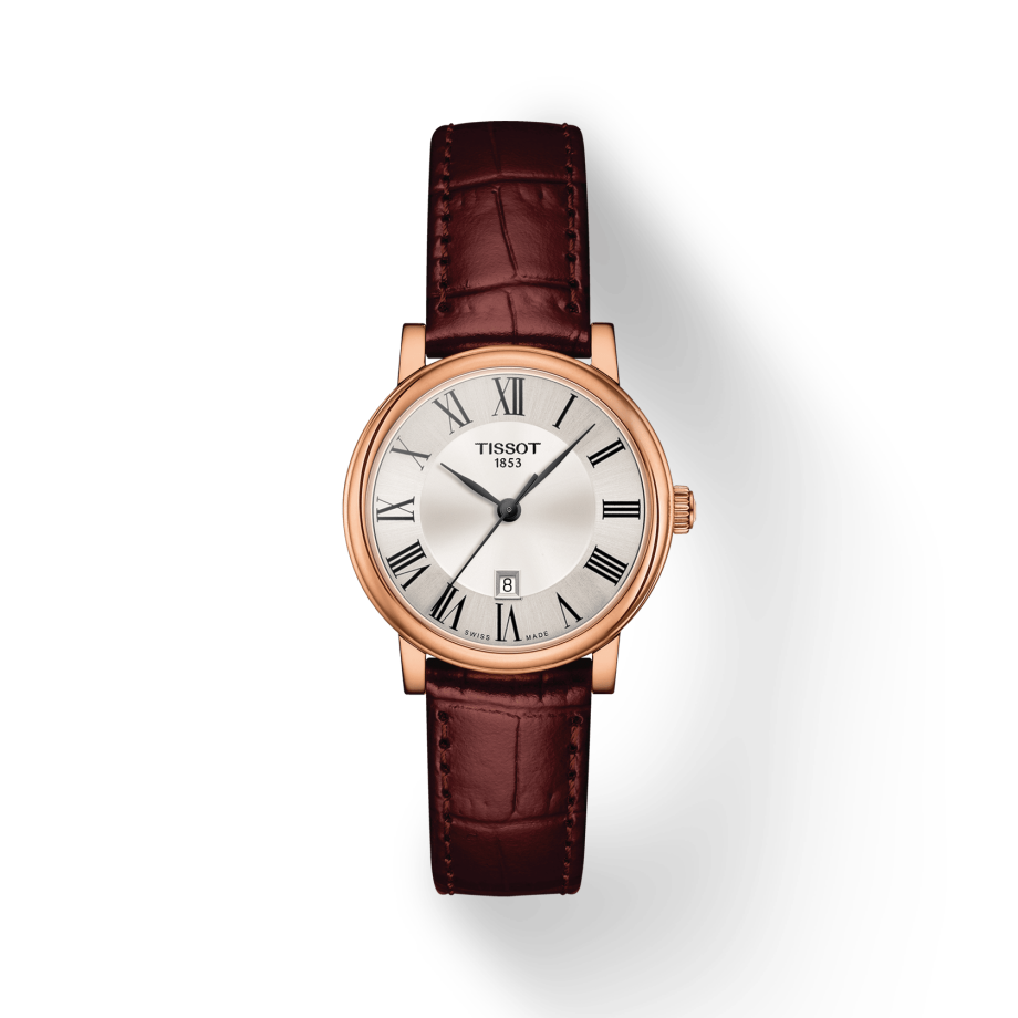 Shop Authentic Tissot Carson Premium Lady Silver Dial Brown Leather Strap Watch For Women - T122.210.36.033.00 - Luxxuri