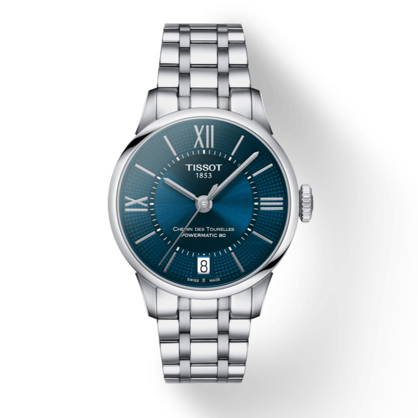 Shop Authentic Tissot Chemin Des Tourelles Powermatic 80 Lady Blue Dial Silver Steel Strap Watch For Women - T099.207.11.048.00 - Luxxuri