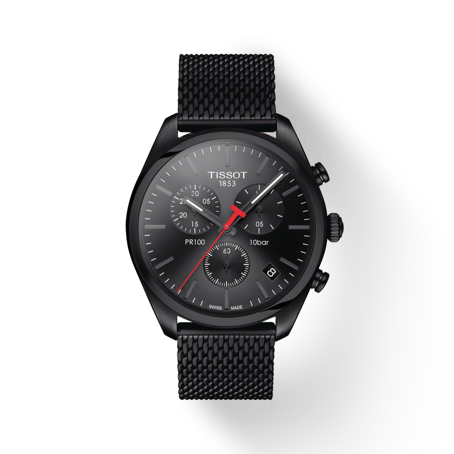Shop Authentic Tissot T Classic PR 100 Chronograph Black Dial Black Mesh Bracelet Watch For Men - T101.417.33.051.00 - Luxxuri