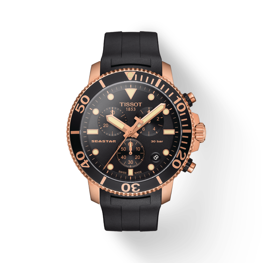 Shop Authentic Tissot Seastar 1000 Chronograph Black Dial Black Rubber Strap Watch For Men - T120.417.37.051.00 - Luxxuri