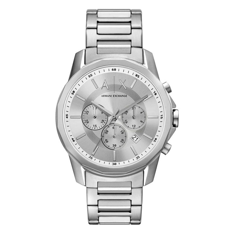 Shop Authentic Armani Exchange Outerbanks Chronograph Silver Dial Silver Steel Strap Watch For Men - AX7141 - Luxxuri