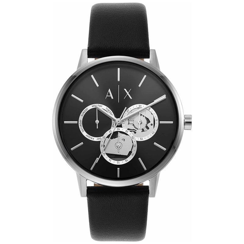 Shop Authentic Armani Exchange Cayde Chronograph Black Dial Black Leather Strap Watch for Men - AX2745 - Luxxuri