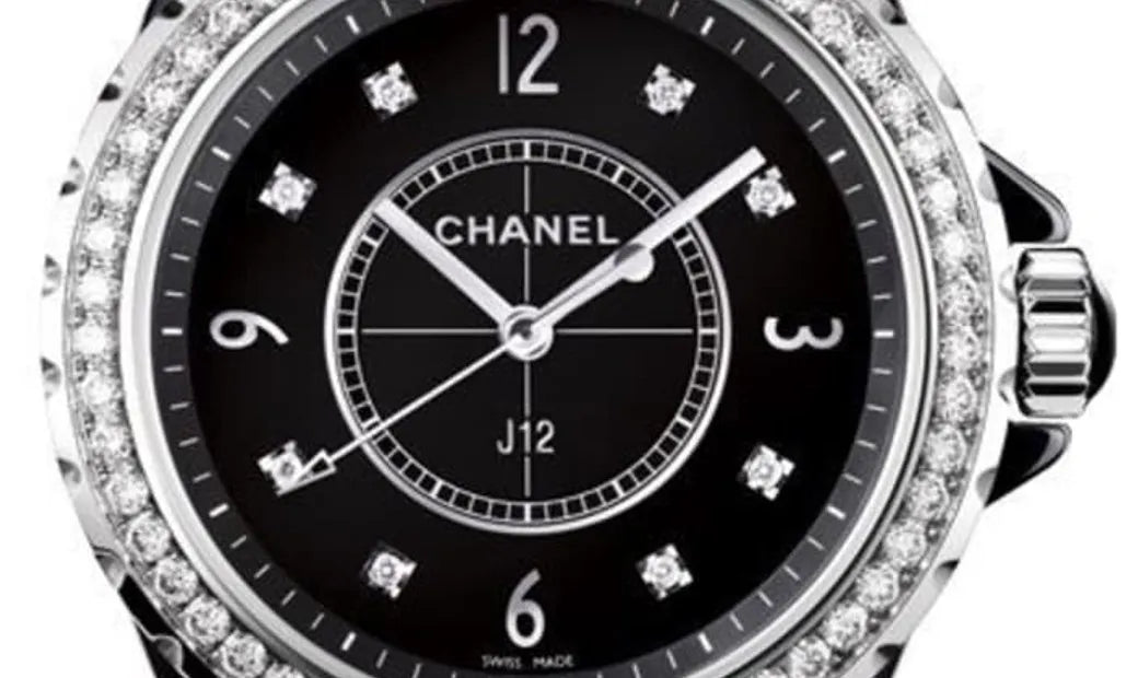 Shop Authentic Chanel J12 Diamonds Ceramic Black Dial Black Steel Strap Watch for Women - J12 H3108 - Luxxuri