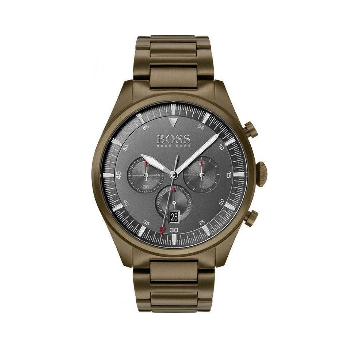 Hugo Boss Pioneer Chronograph Gray Dial Brown Steel Strap Watch for Men - 1513715