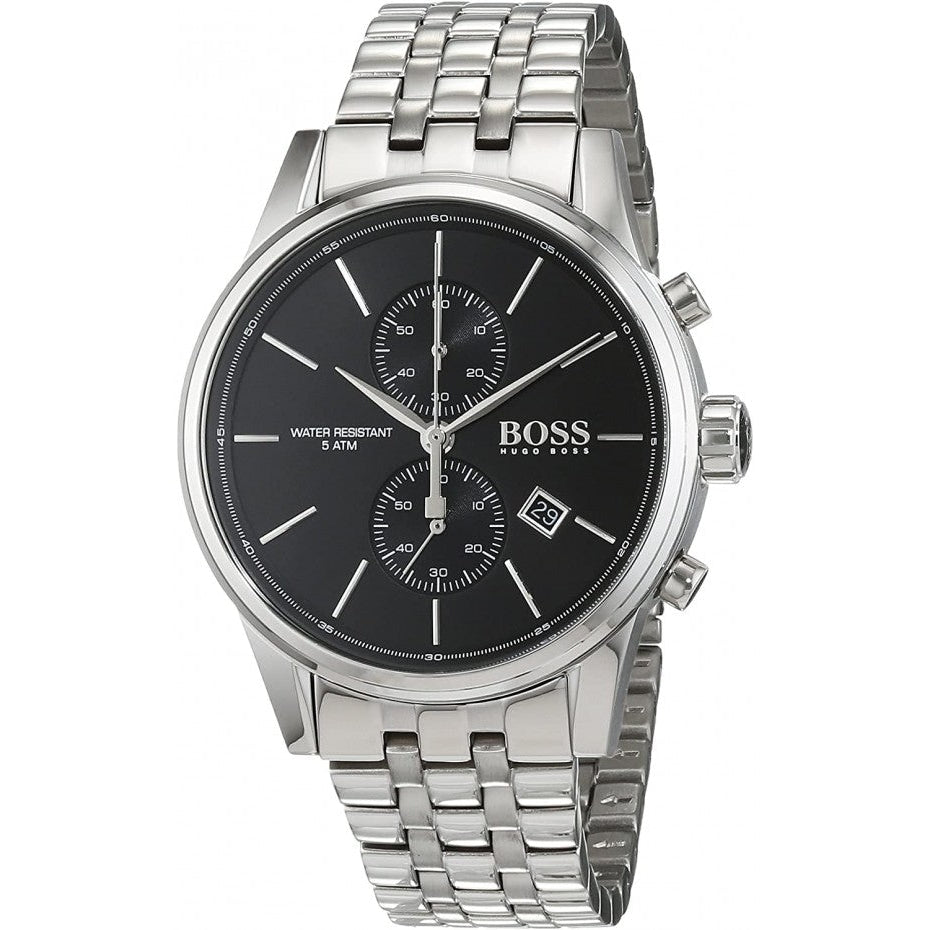 Hugo Boss Jet Chronograph Black Dial Silver Steel Strap Watch for Men - 1513383