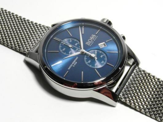 Hugo Boss Jet Chronograph Blue Dial Silver Mesh Bracelet Watch for Men - 1513441