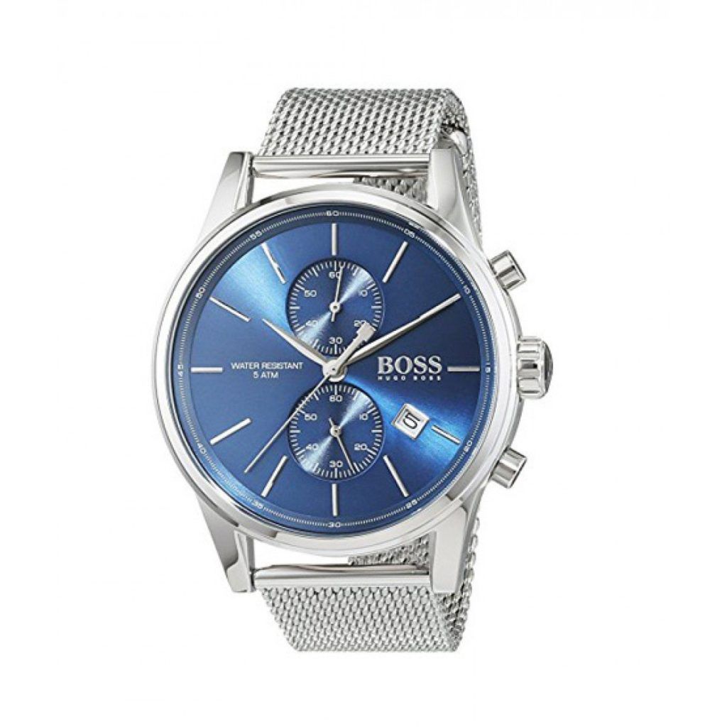 Hugo Boss Jet Chronograph Blue Dial Silver Mesh Bracelet Watch for Men - 1513441
