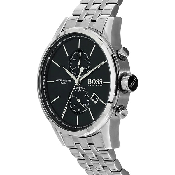 Hugo Boss Jet Chronograph Black Dial Silver Steel Strap Watch for Men - 1513383