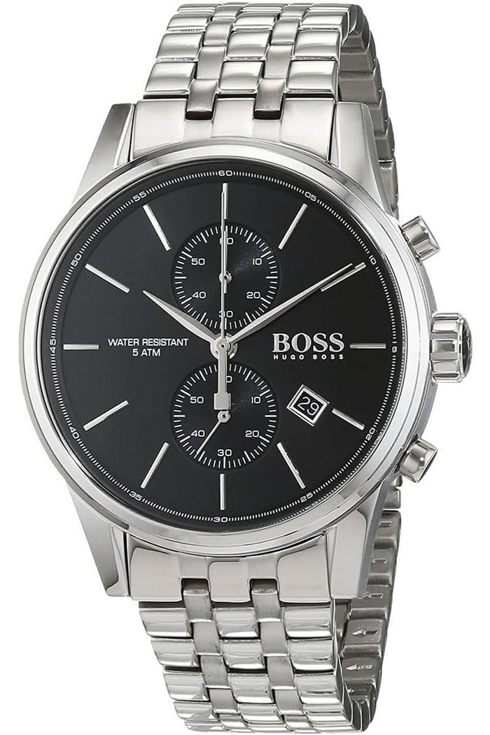 Hugo Boss Jet Chronograph Black Dial Silver Steel Strap Watch for Men - 1513383