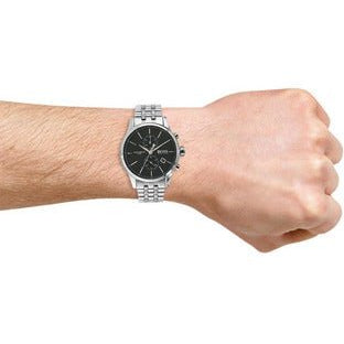 Hugo Boss Jet Chronograph Black Dial Silver Steel Strap Watch for Men - 1513383