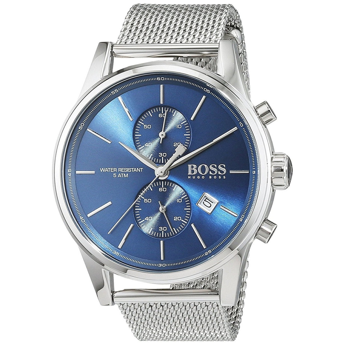Hugo Boss Jet Chronograph Blue Dial Silver Mesh Bracelet Watch for Men - 1513441