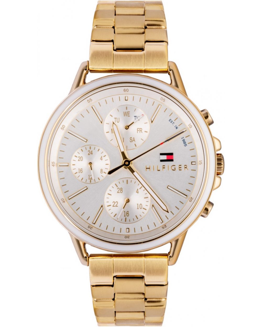 Shop Authentic Tommy Hilfiger Carly White Dial Gold Steel Strap Watch for Women - 1781786 - Luxxuri