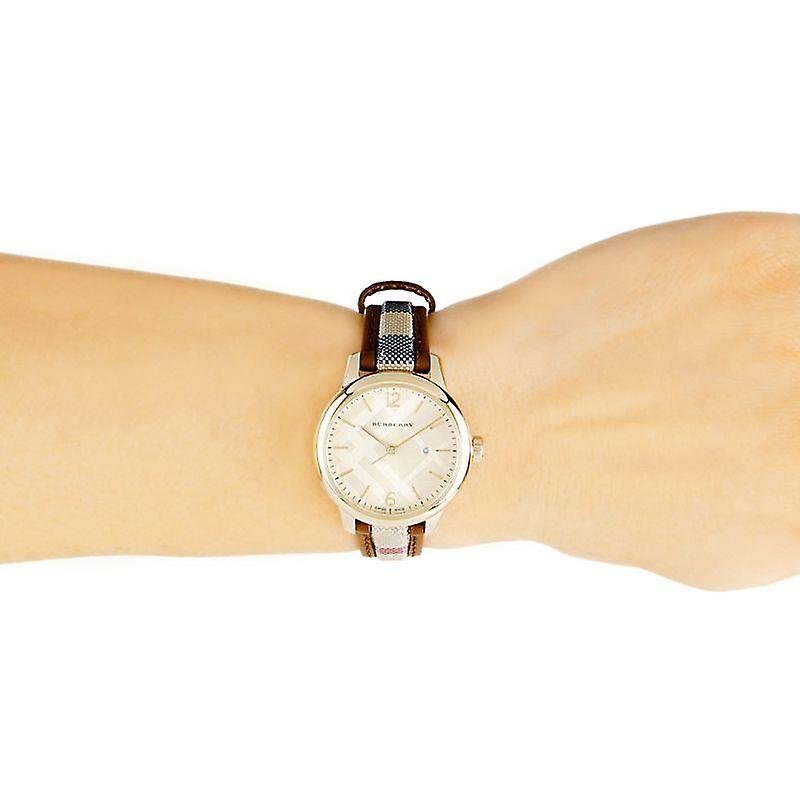 Burberry The Classic Gold Dial Brown Leather Strap Watch for Women - BU10114