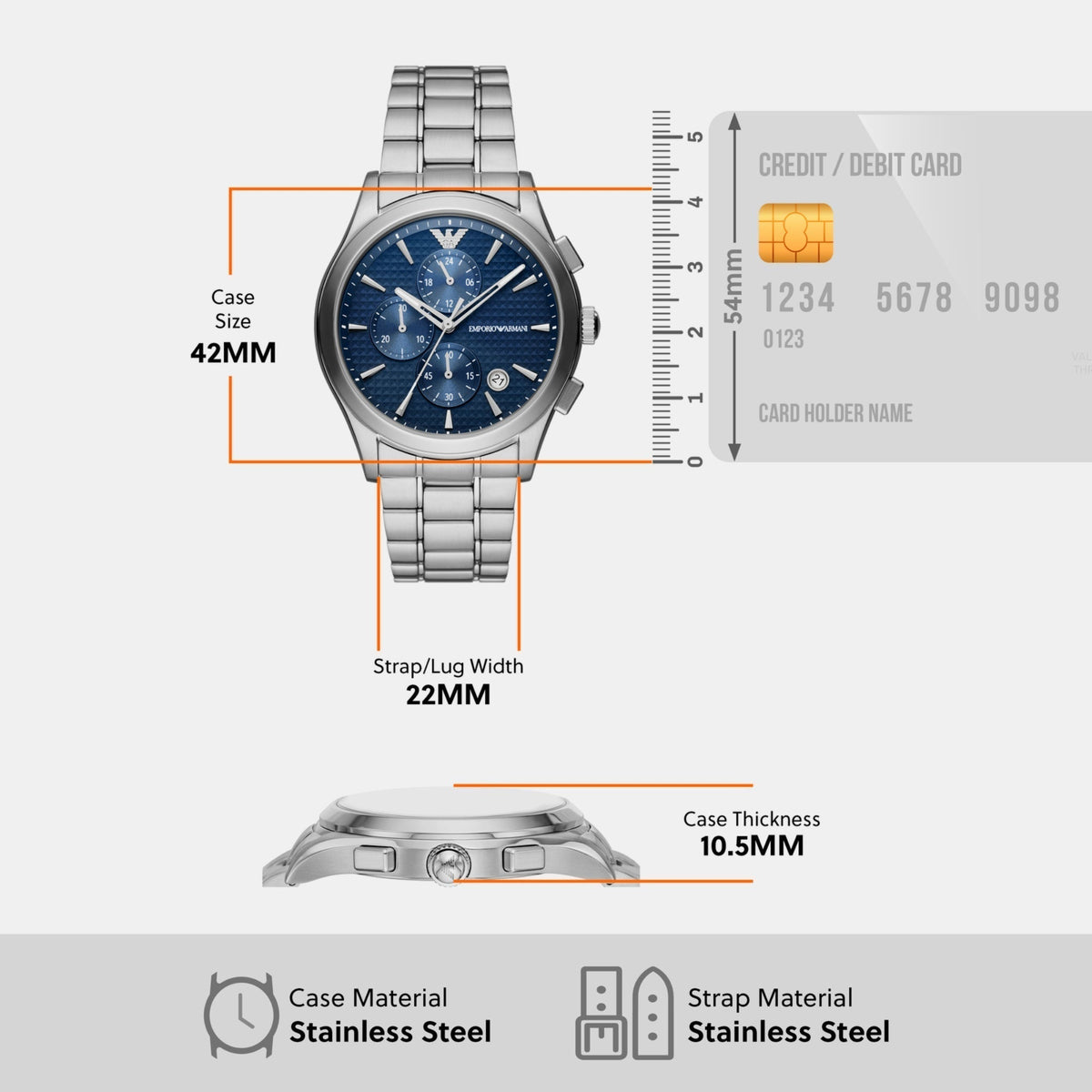 Emporio Armani Renato Chronograph Blue Dial Silver Steel Strap Watch For Men - AR11528