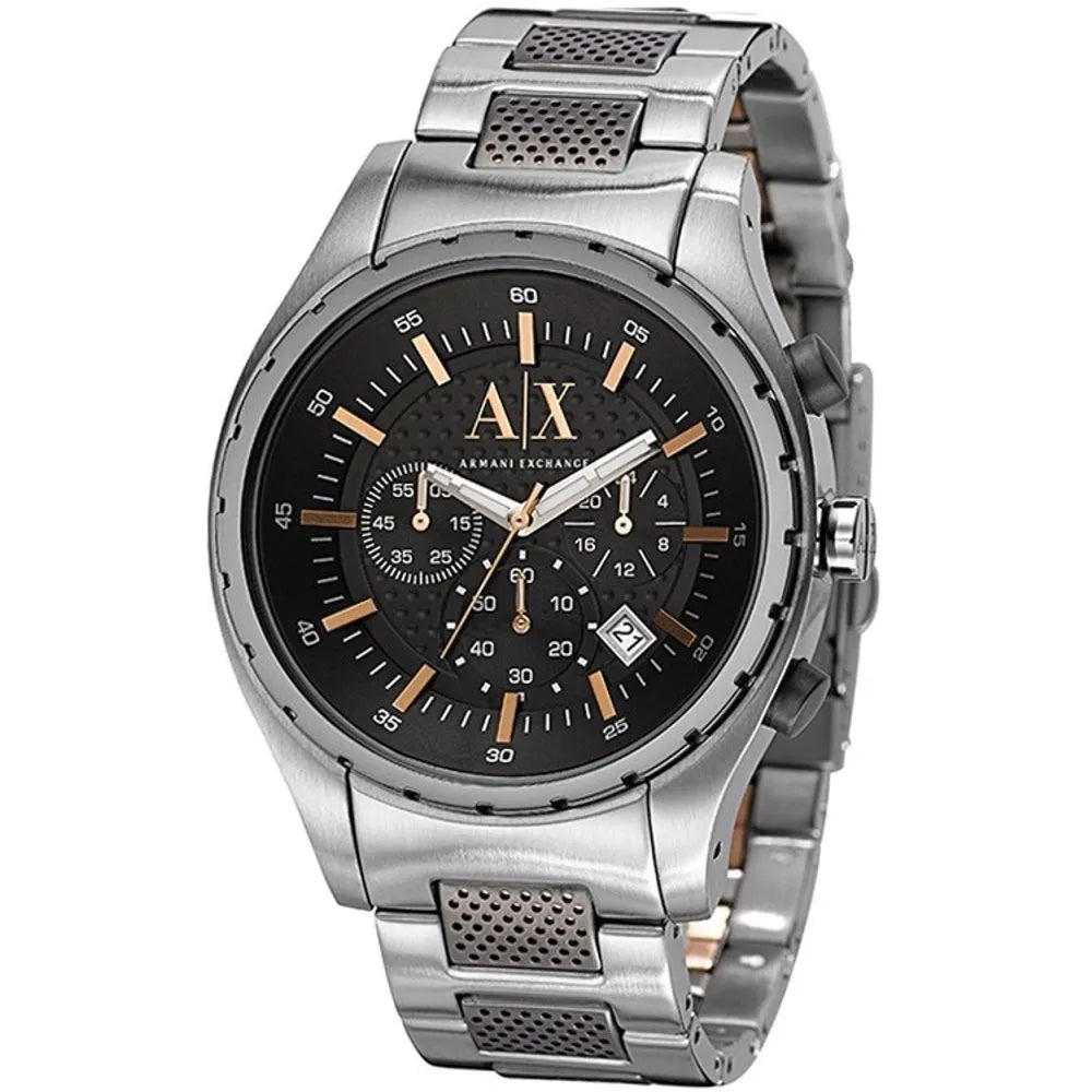 Shop Authentic Armani Exchange Chronograph Black Dial Silver Steel Strap Watch For Men - AX1093 - Luxxuri