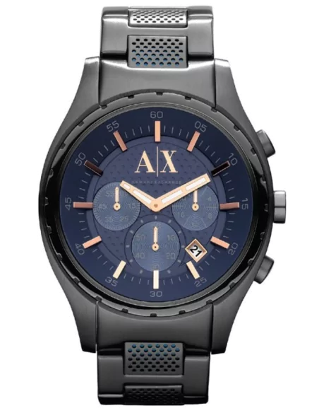 Shop Authentic Armani Exchange Chronograph Blue Dial Grey Steel Strap Watch For Men - AX1166 - Luxxuri