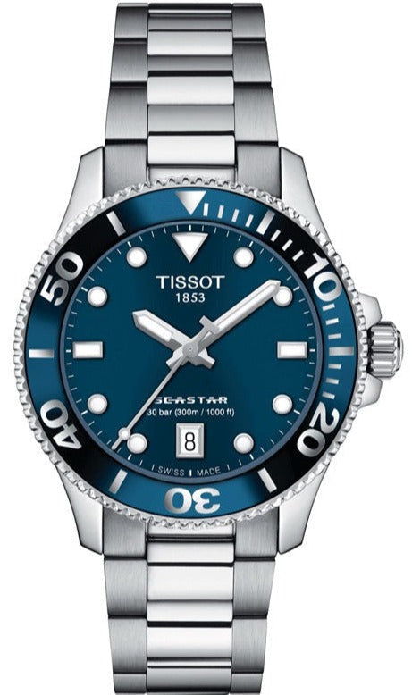 Shop Authentic Tissot Seastar 1000 Lady Blue Dial Silver Steel Strap Watch For Women - T120.210.11.041.00 - Luxxuri