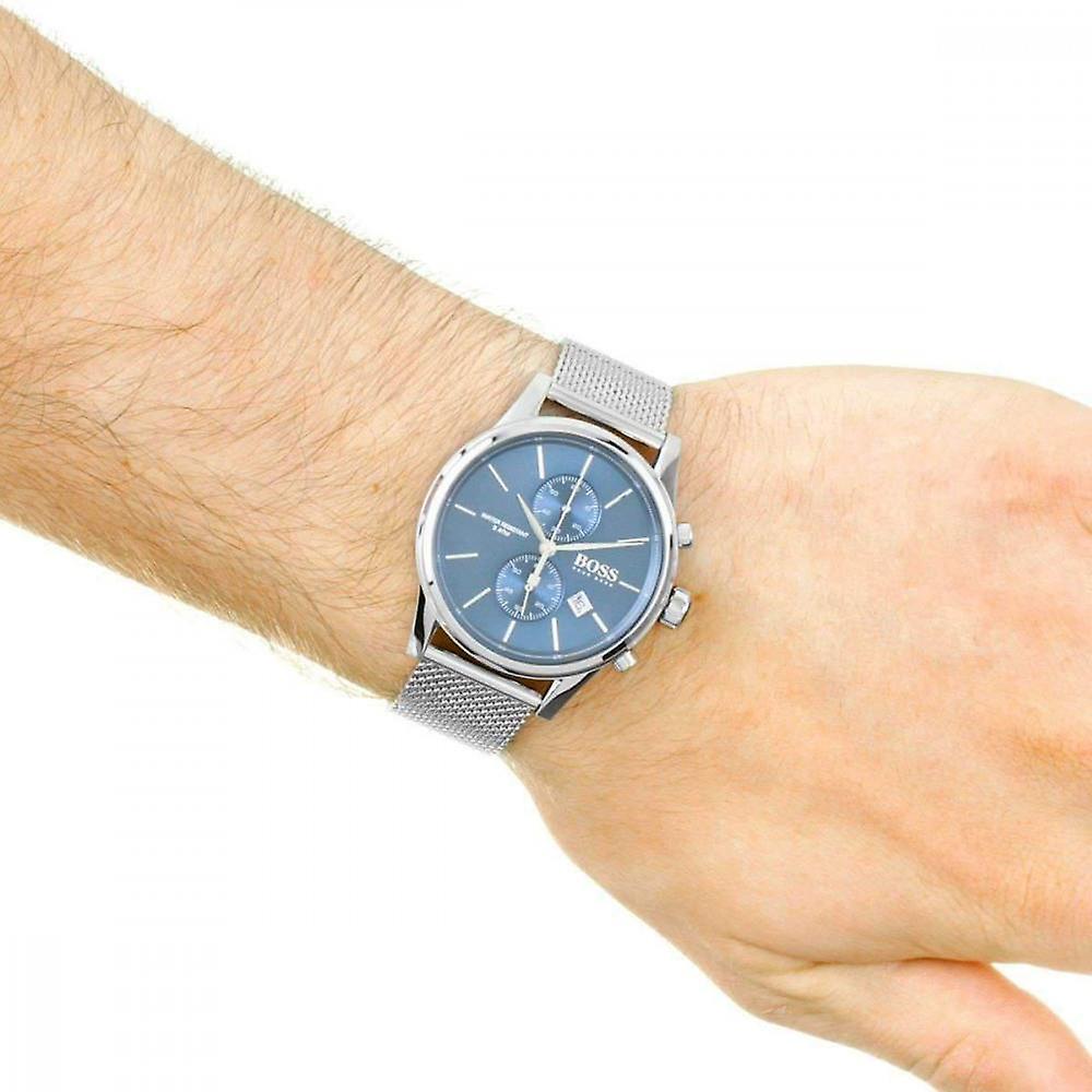 Hugo Boss Jet Chronograph Blue Dial Silver Mesh Bracelet Watch for Men - 1513441