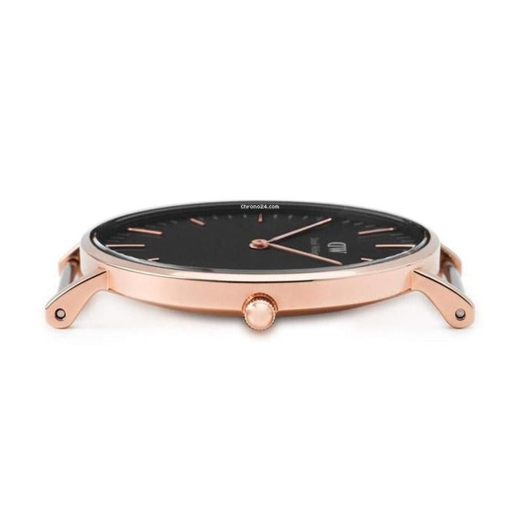 Daniel Wellington Classic Cornwall Black Dial Black NATO Strap Watch For Women - DW00100150
