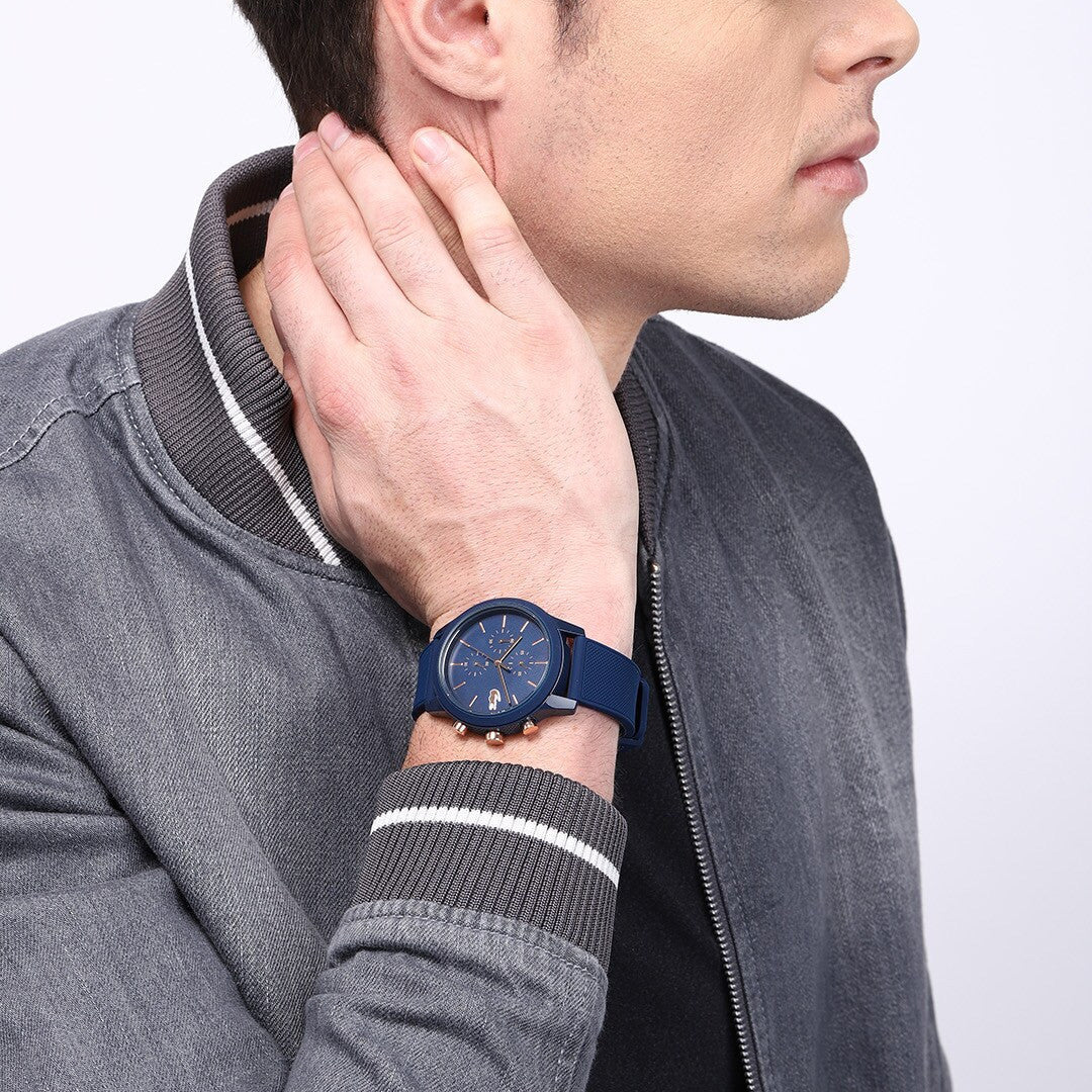 Lacoste 12.12 Blue Dial Blue Silicon Strap Watch for Men - 2011013
