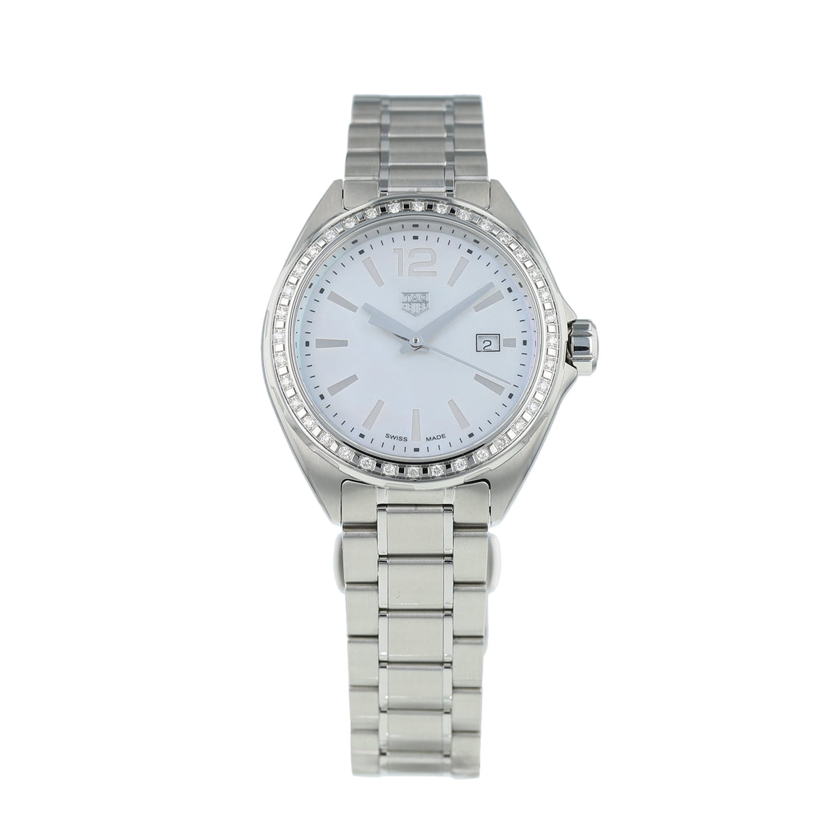 Shop Authentic Tag Heuer Formula 1 Diamonds Mother of Pearl White Dial Silver Steel Strap Watch for Women - WBJ141A.BA0664 - Luxxuri
