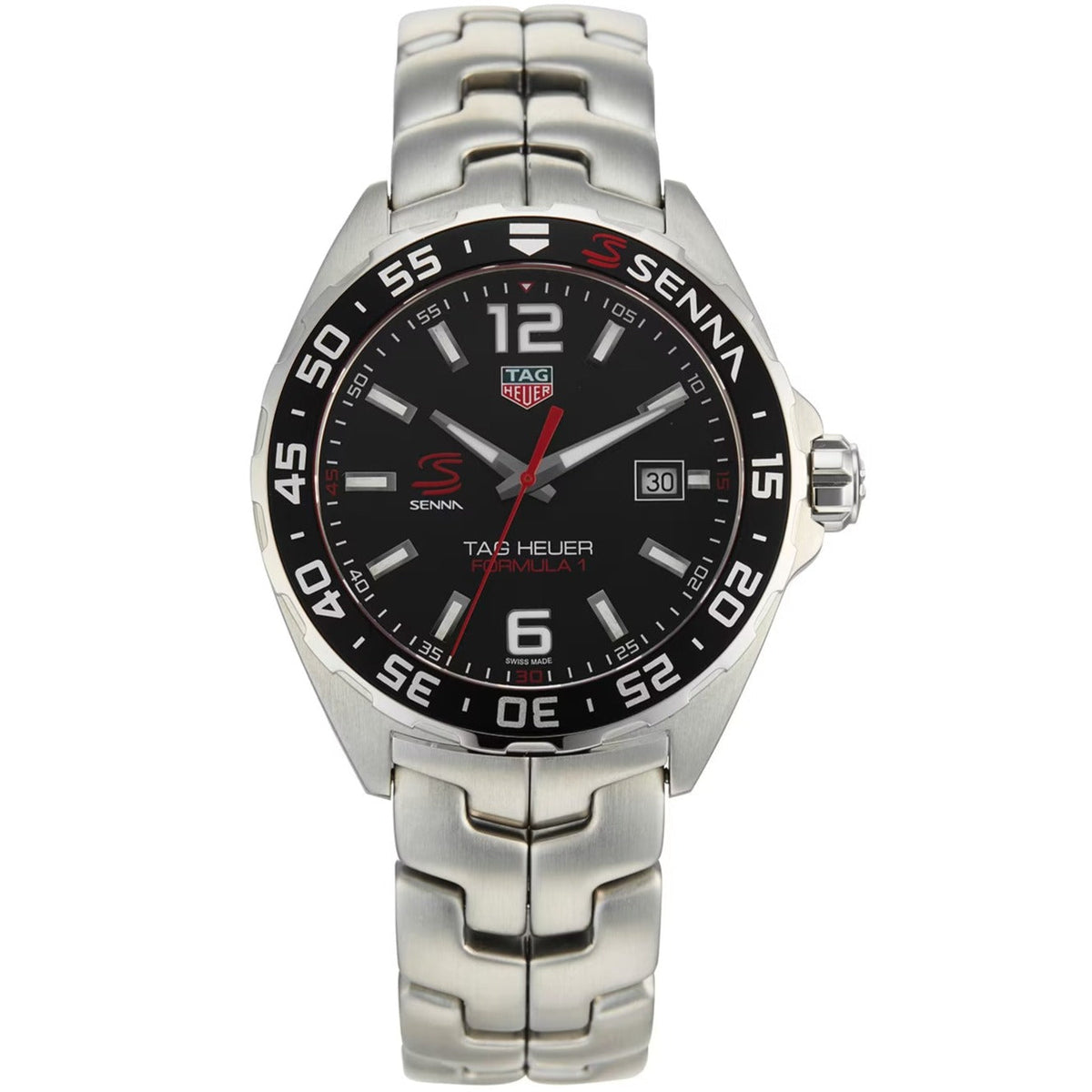Shop Authentic Tag Heuer Formula 1 Senna Limited Edition Black Dial Silver Steel Strap Watch for Men - WAZ1012.BA0883 - Luxxuri
