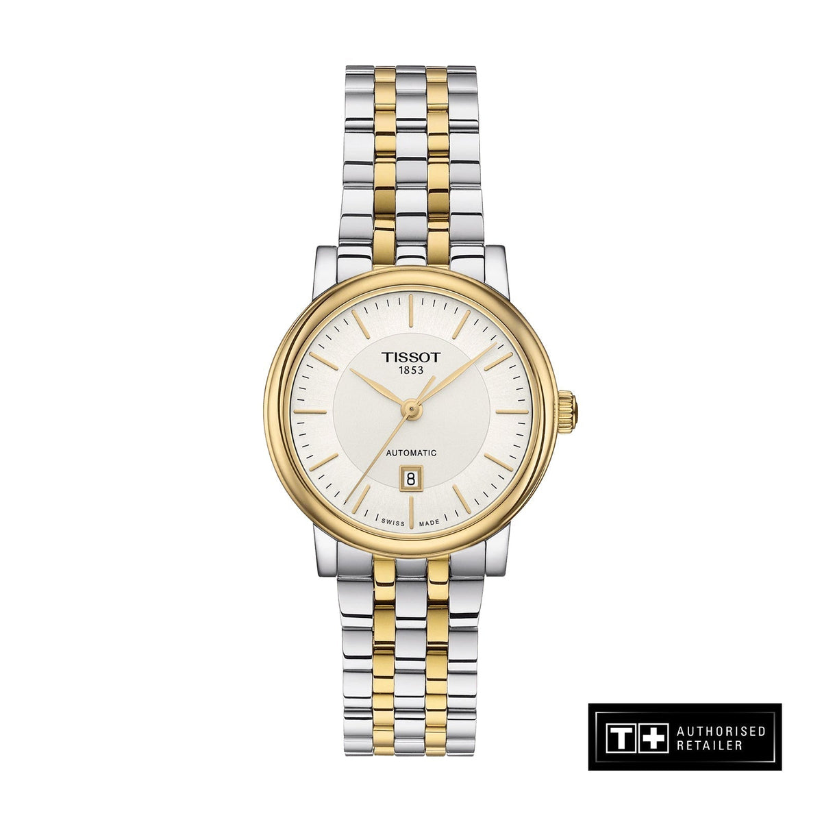 Shop Authentic Tissot T Classic Carson Premium White Dial Two Tone Steel Strap Watch for Women - T122.207.22.031.00 - Luxxuri