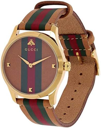 Shop Authentic Gucci G Timeless Quartz Brown Dial Brown Leather Strap Unisex Watch - YA1264077 - Luxxuri