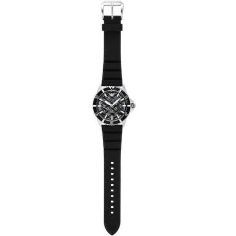 Emporio Armani Sea Explorer Meccanico Automatic Black Dial Black Silicone Strap Watch For Men - AR60062