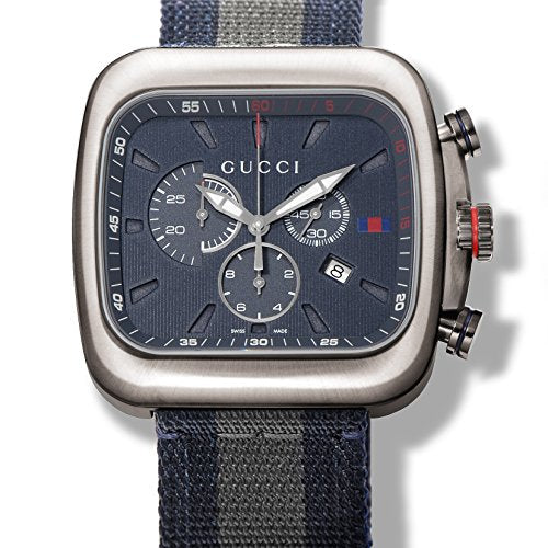 Shop Authentic Gucci Coupe Chronograph Blue Dial Two Tone NATO Strap Watch for Men - YA131203 - Luxxuri