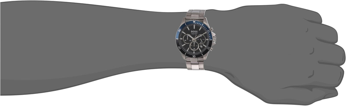 Hugo Boss Troper Chronograph Black Dial Silver Steel Strap Watch For Men - 1514101