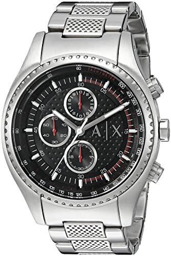 Shop Authentic Armani Exchange The Driver Chronograph Black Dial Silver Steel Strap Watch For Men - AX1612 - Luxxuri