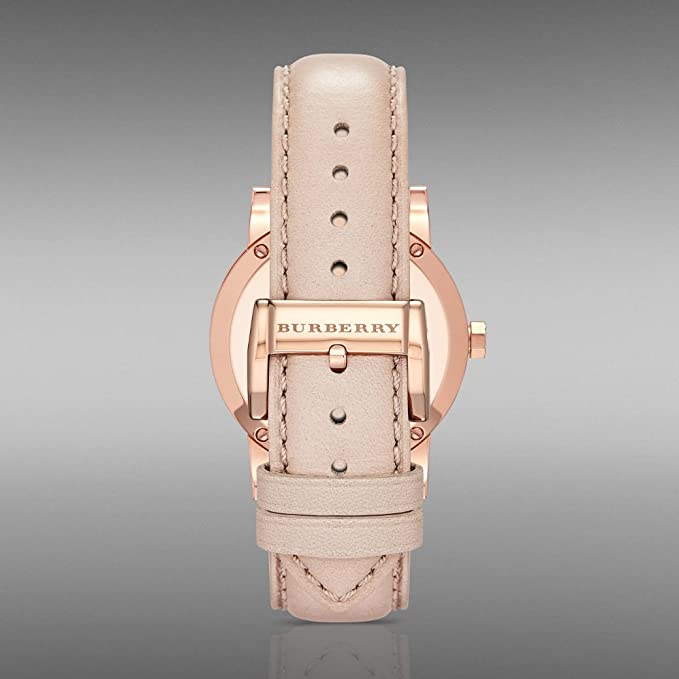 Burberry The City Diamonds Gold Dial Beige Leather Strap Watch for Women - BU9131
