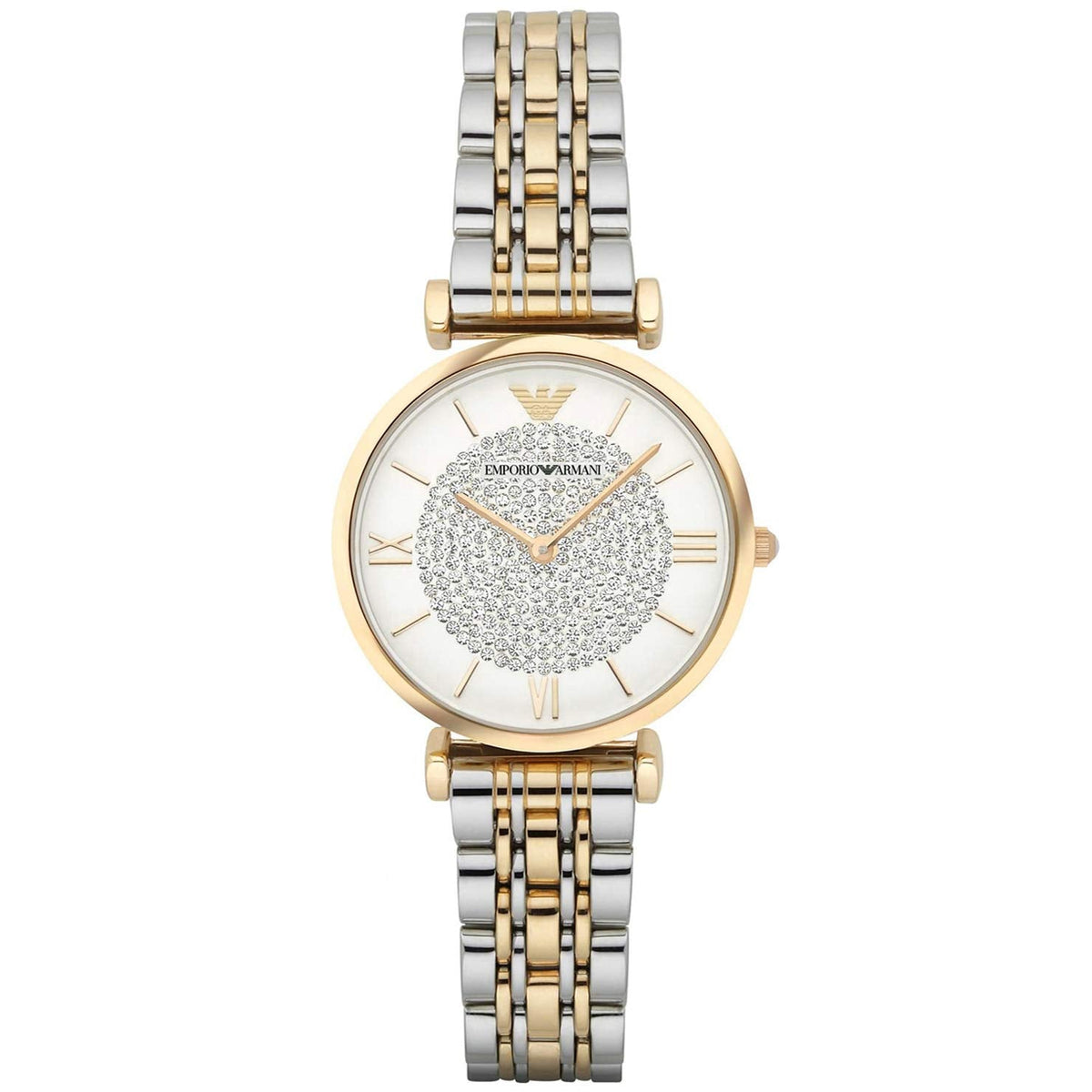 Shop Authentic Emporio Armani Gianni T Bar White Dial Two Tone Steel Strap Watch For Women - AR8031 - Luxxuri
