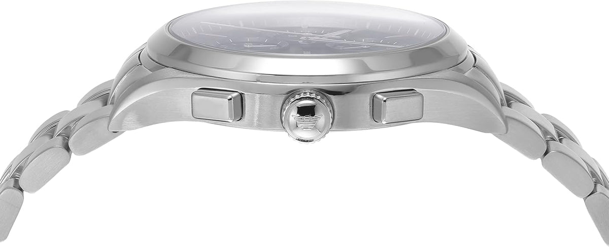 Emporio Armani Renato Chronograph Blue Dial Silver Steel Strap Watch For Men - AR11528
