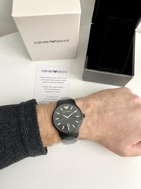 Emporio Armani Renato Black Dial Black Steel Strap Watch for Men - AR11184