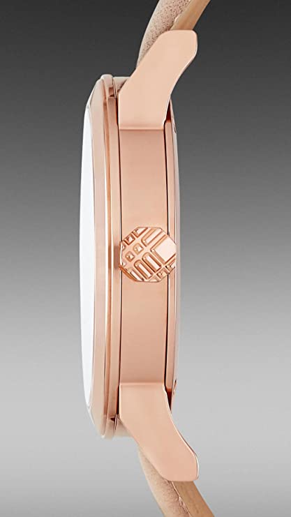 Burberry The City Diamonds Gold Dial Beige Leather Strap Watch for Women - BU9131