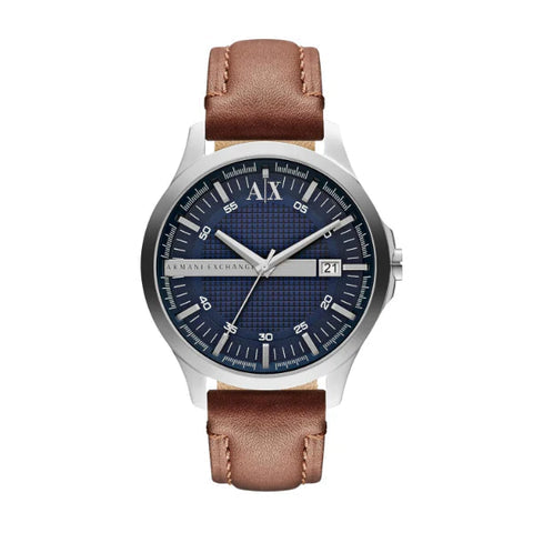 Shop Authentic Armani Exchange Hampton Chronograph Blue Dial Brown Leather Strap Watch For Men - AX2133 - Luxxuri