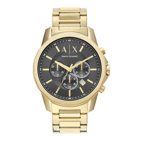 Shop Authentic Armani Exchange Banks Chronograph Black Dial Gold Steel Strap Watch For Men - AX1721 - Luxxuri