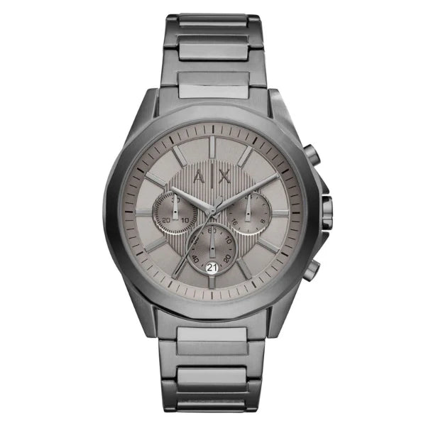 Shop Authentic Armani Exchange Drexler Chronograph Grey Dial Grey Steel Strap Watch For Men - AX2603 - Luxxuri
