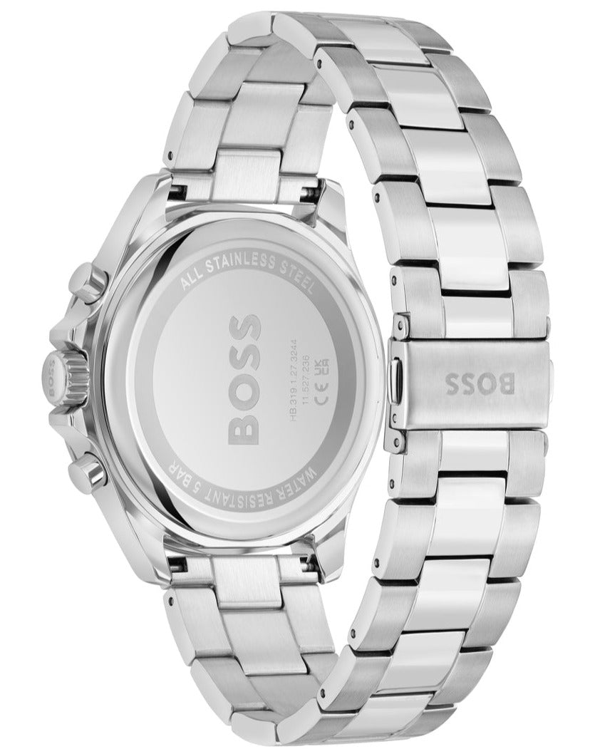 Hugo Boss Troper Chronograph Black Dial Silver Steel Strap Watch For Men - 1514101