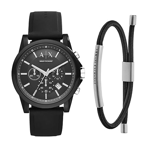 Shop Authentic Armani Exchange Outerbanks Chronograph Black Dial Black Silicone Strap Watch For Men - AX1326 - Luxxuri