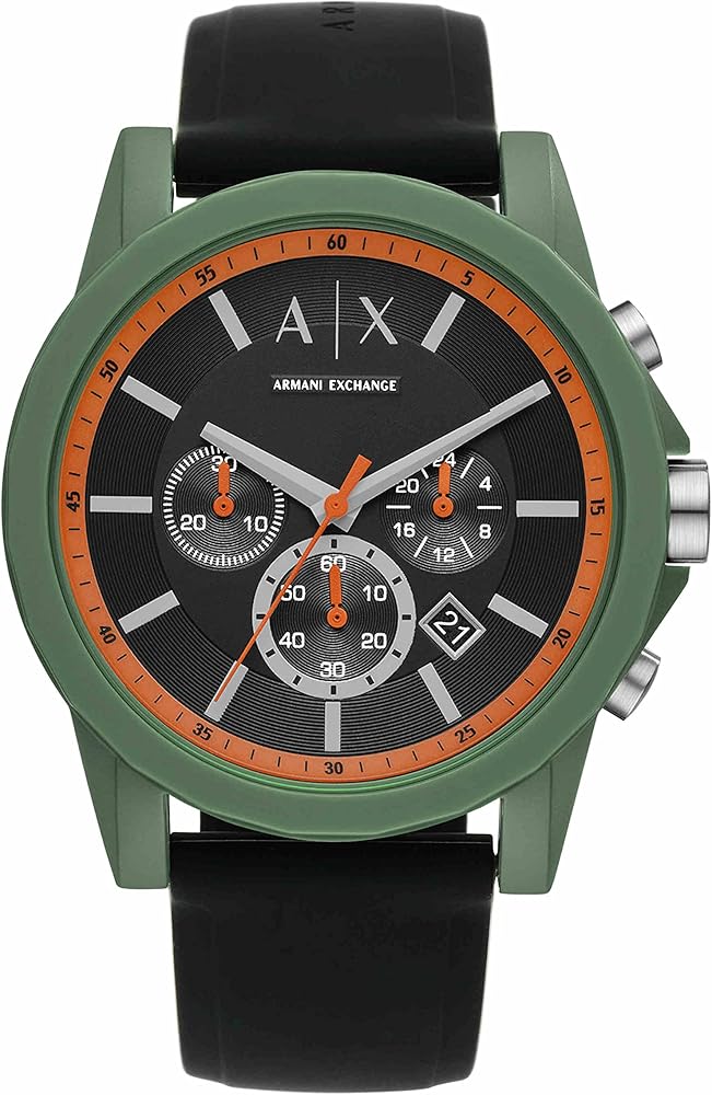 Shop Authentic Armani Exchange Outerbanks Chronograph Black Dial Black Silicone Strap Watch For Men - AX1348 - Luxxuri