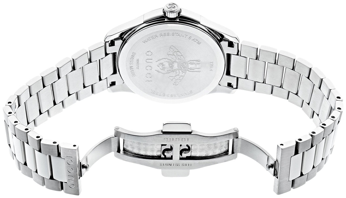 Gucci G Timeless Black Dial Silver Steel Strap Watch For Women - YA1264029