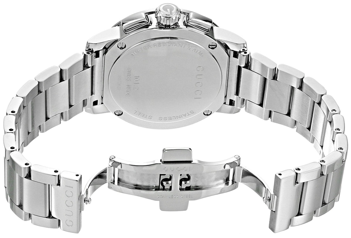 Gucci G Chrono Black Dial Silver Steel Strap Watch For Men - YA101204