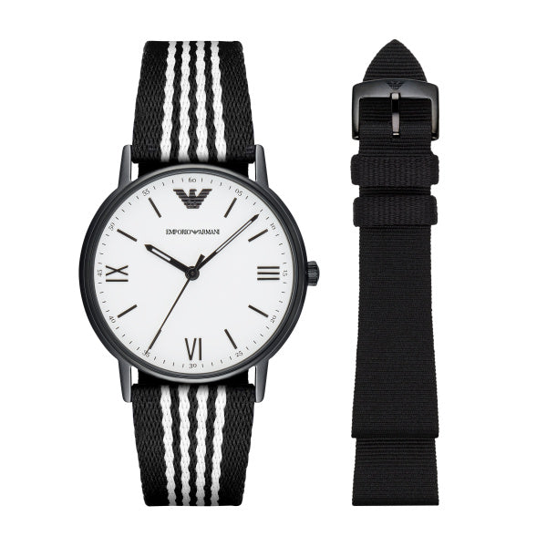 Emporio Armani Kappa White Dial Two Tone NATO Strap Watch For Men - AR80005
